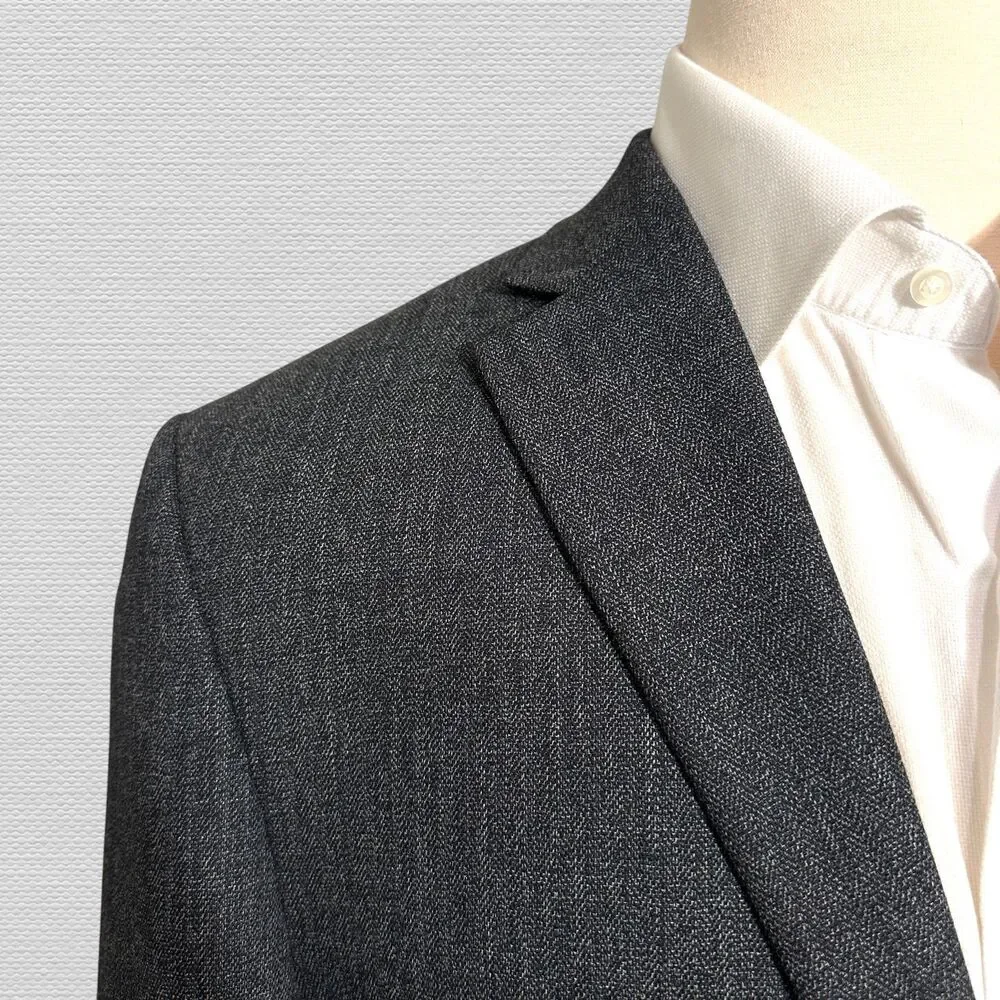CALVIN KLEIN Men's Blazer 40R Sport Coat Two Button Suit Jacket Gray Wool 2-vent
